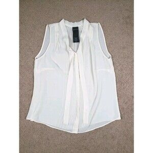 Covington Women's Top Blouse Tie Front Pinktuck Sleeveless Size M Petite